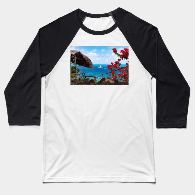 View over the lagoon from a lookout point on Huahine, French Polynesia Baseball T-Shirt by dianecmcac